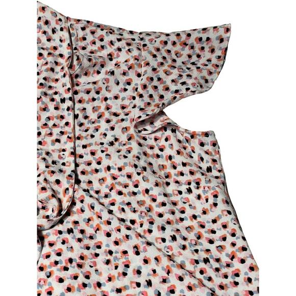 Adrianna Papell Orange Object Print Casual Shirt Women's Size Medium Tie Neck Bl - Picture 9 of 12